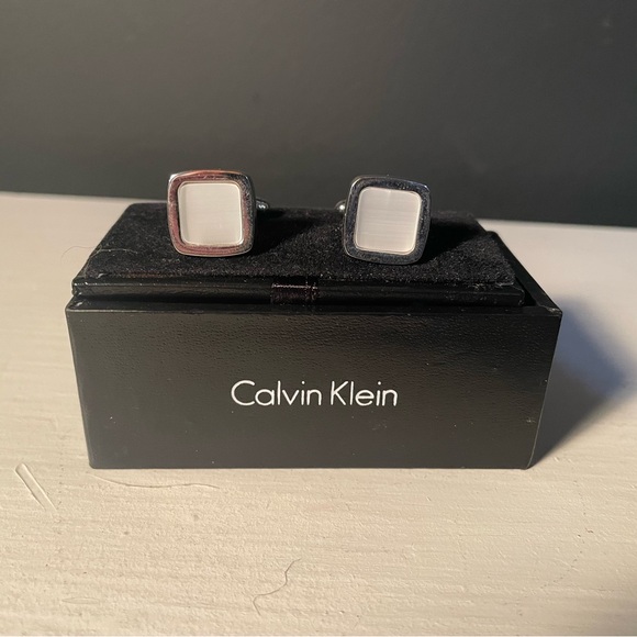Calvin Klein Silver and White Cufflinks - Picture 3 of 7